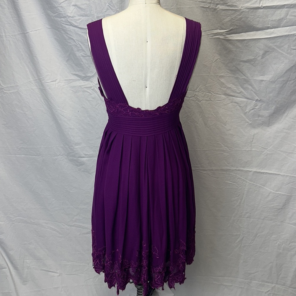 Catherine Malandrino Purple silk chiffon embroidered dress - Picture 4 of 6